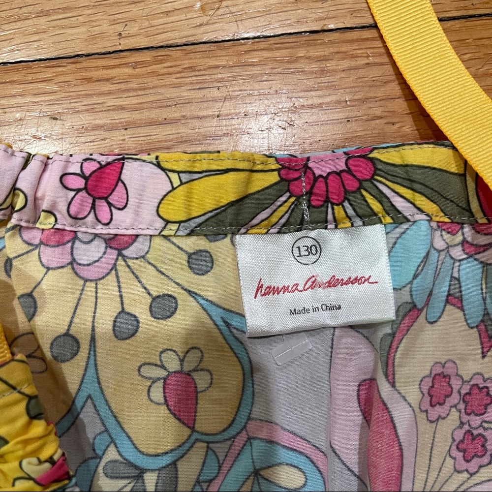 Hanna Andersson Girls Floral Summer Dress Size 130 / 8 Y Shoulder Tie A-Line EUC - Picture 3 of 8